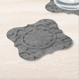 Gestuctuurd grijs Teak houten Scroll ontwerp op ma Kartonnen Onderzetters
