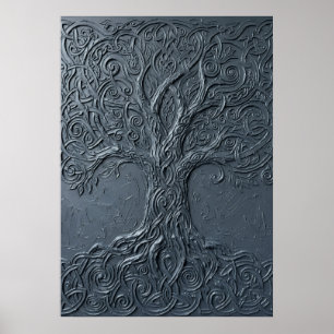 Gestuctuurd ontwerp van de levensboom poster