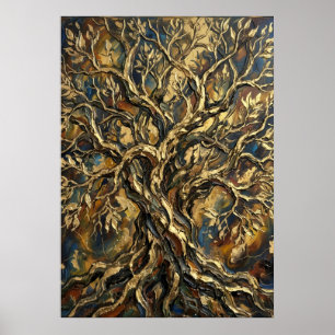 Gestuctuurde Boom Des Levens Kunstwerk Poster