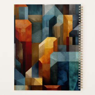 Gestuctuurde Geometrische Abstracte Blauwe Oranje Planner