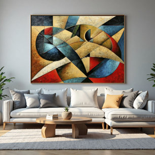 Gestuctuurde geometrische kunst poster