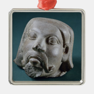 Gestuffte zandsteenkop van een buitenlander, Sarna Metalen Ornament