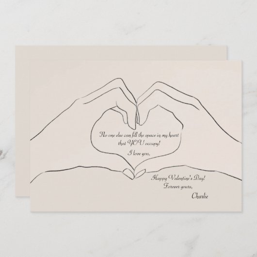 Gesture de coeur main Carte Saint Valentin (Devant / Derrière)