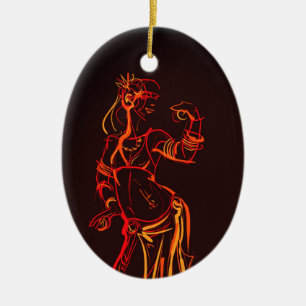 Gesture sketch-tekentribale buikdanserij keramisch ornament