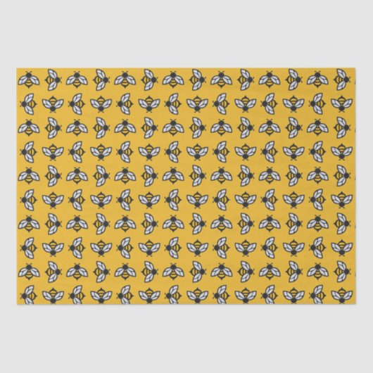 Gestyleerde bijen op Provence Yellow Background Tissuepapier (Voorkant)