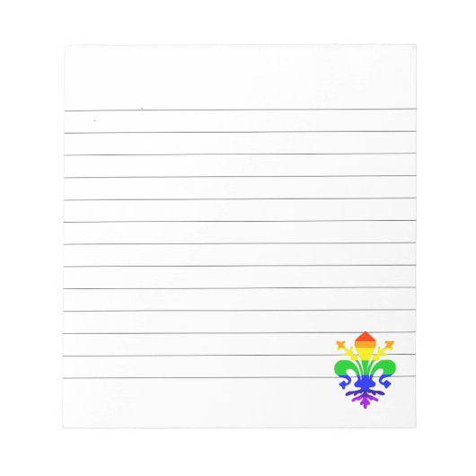 Gestyleerde regenboog Fleur de Lis Lined Notitieblok (Voorkant)