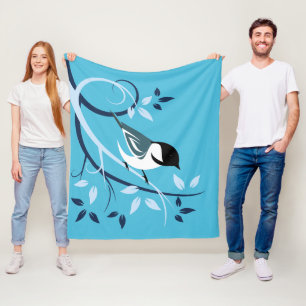 Gestyliseerde zwarte kippeetvogel fleece deken