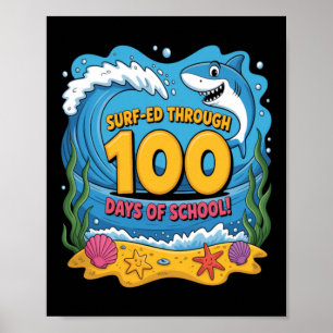 Gesurft door 100 dagen school leuke haai poster