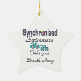 Gesynchroniseerde zwemmers keramisch ornament