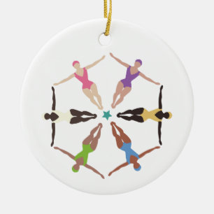 Gesynchroniseerde zwemmers keramisch ornament