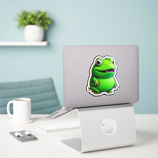 Get Crafty met Whimsical Frog Sticker Sets (Laptop op bureau)
