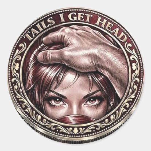 Get Head Commemorative Coin Funny Heads Ronde Sticker (Voorkant)