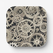 Get in Gear Robot Verjaardagsfeestje - Gears Papieren Bordje (Voorkant)