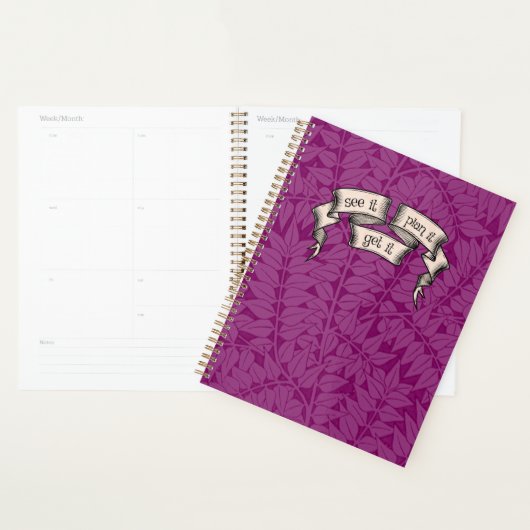 GET IT Planner en violet (Devant avec enveloppe)