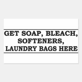 'Get Laundry Items Here' Laundromat Black Overlay Rechthoekige Sticker