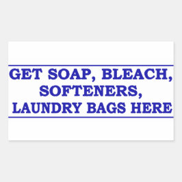 'Get Laundry Items Here' Laundromat Blue Overlay Rechthoekige Sticker
