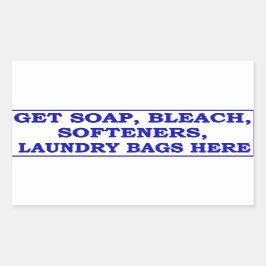 'Get Laundry Items Here' Laundromat Blue Overlay Rechthoekige Sticker