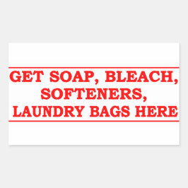 'Get Laundry Items Here' Laundromat Red Overlay Rechthoekige Sticker