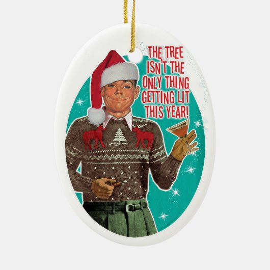 Get Lit Guy Kerstversiering Keramisch Ornament (Achterkant)