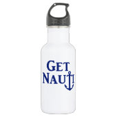 "GET NAUTI" - Nautical Stainless Steel Water Bottl Waterfles (Voorkant)