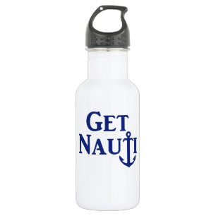 "GET NAUTI" - Nautical Stainless Steel Water Bottl Waterfles