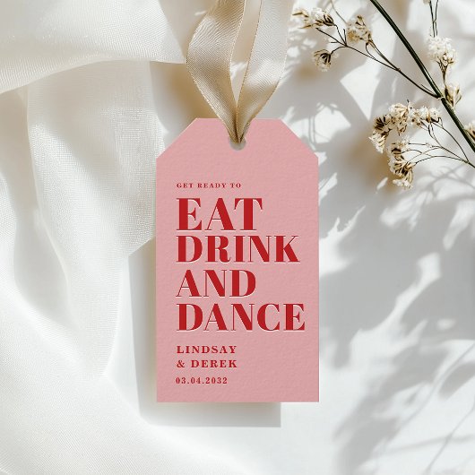 GET READY TO EAT DRINK AND DANCE! Wedding Cadeaulabel