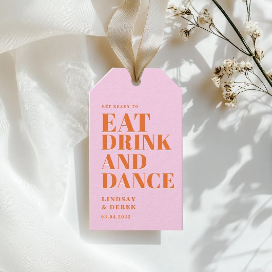 GET READY TO EAT DRINK AND DANCE! Wedding Cadeaulabel