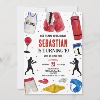 Get Ready To Rumble Boxing Birthday Invitation