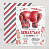 Get Ready To Rumble Boxing Birthday Invitation (Devant / Derrière)