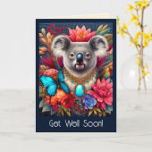 Get Well Binnenkort Kaart Aussie Koala Beer knuffe (Gele Bloem)