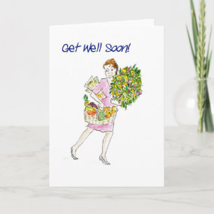 Get Well Binnenkort Kaart met fruit en bloemen