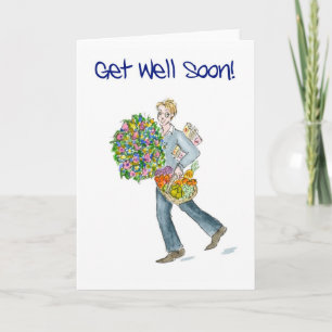 Get Well Binnenkort Kaart met fruit en bloemen