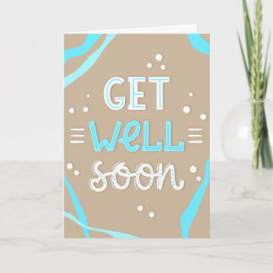 Get Well Binnenkort Modern Blauw en Tan Typografie Kaart