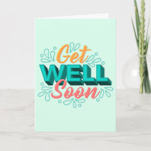 Get Well Binnenkort Moderne Groene en Gele Typogra Kaart