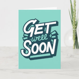 Get Well Binnenkort Moderne Groene en Witte Typogr Kaart