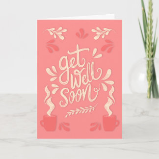 Get Well Binnenkort Moderne Peach en Cream Typogra Kaart