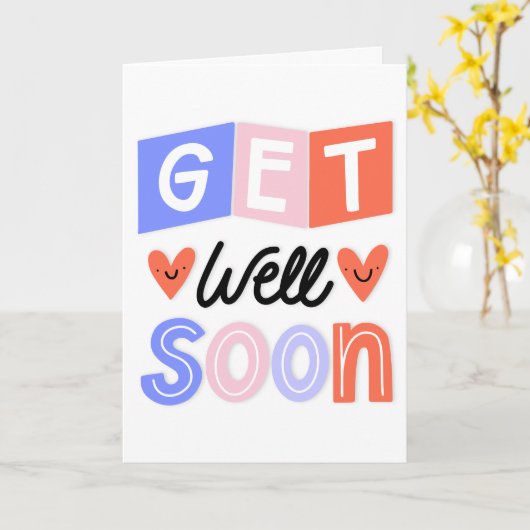 Get Well Binnenkort Moderne Sinaasappel en Blauwe Kaart (Gele Bloem)