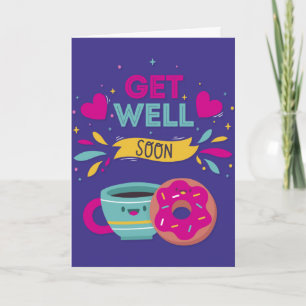 Get Well Binnenkort Sweet Donut en Koffie Groet Kaart