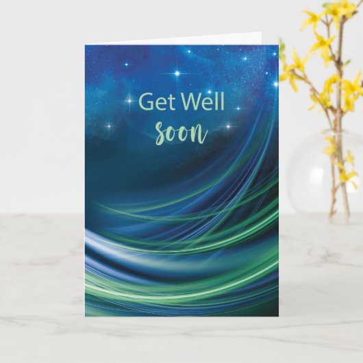 Get Well Business Navy en Groene Abstracte Cirkels Kaart (Gele Bloem)