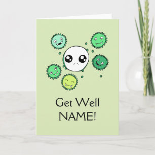 Get Well Kaart Schattigee Virus en Cell Tekening S