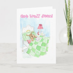 Get Well Kaart - Sick Bunny Rabbit