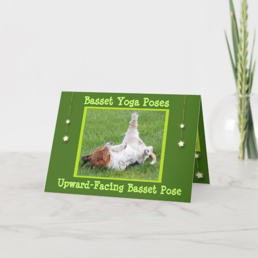Get Well Kaart w/Funny Basset Hound Yoga Poses (Voorkant)