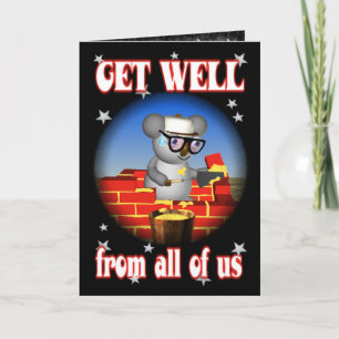 Get Well Koala Bricklayer Greeting Card Kaart