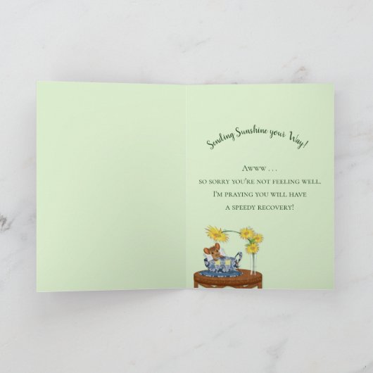 Get Well - Mouse in Tea Cup Resting Kaart (Binnen)