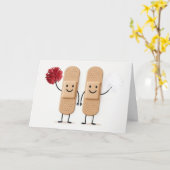 Get Well Soon Bandages With Cheerleading Pompoms Kaart (Gele Bloem)