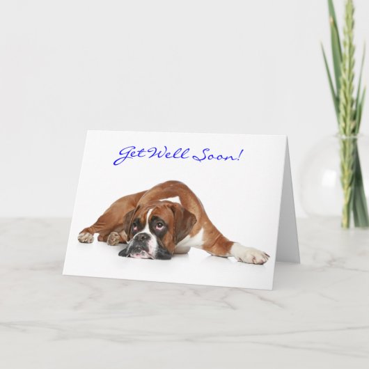 Get Well Soon Boxer Dog Wenskaart - Verse Kaart (Voorkant)
