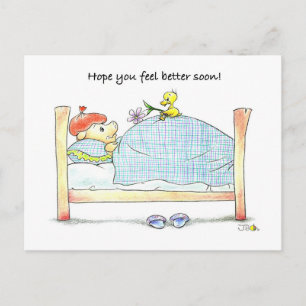 Get Well Soon Briefkaart – Schattige Pig & Duck