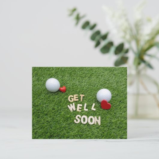Get well soon card with golf ball and tee briefkaart (Staand voorkant)