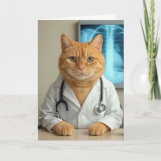 Get Well Soon Doctor Cat Kaart