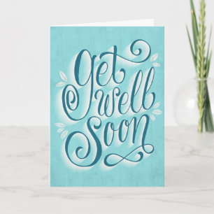 Get Well Soon Green Vintage Style Typography Card Kaart